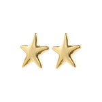 Load image into Gallery viewer, Gold star-shaped stud earrings on a white background