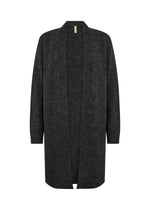 Load image into Gallery viewer, Grey/black cardigan that has an open front design with a long length and ribbed texture