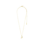 Load image into Gallery viewer, Gold-plated necklace with small half moon symbol. The pendant has a dreamy vibe and an uneven surface that gives the necklace a unique and sweet touch.