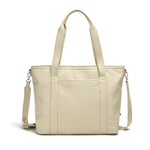 Load image into Gallery viewer, Off white vegan leather tote bag with shoulder and crossbody straps.