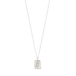 Load image into Gallery viewer, Silver necklace with a rectangular pendant on a white background