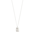 Load image into Gallery viewer, Silver necklace with a rectangular pendant on a white background