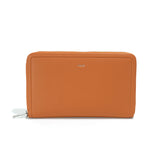 Load image into Gallery viewer, Orange vegan leather wallet with a visible Co Lab logo on a white background