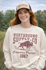 Load image into Gallery viewer, NORTHBOUND Prairie Bison Crewneck Fleece Sweatshirt