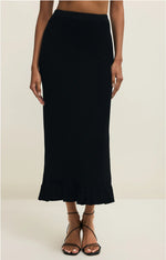 Load image into Gallery viewer, Black high rise midi skirt