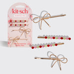 Load image into Gallery viewer, Set of metal gemstone bobby pins with packaging on a light gray background