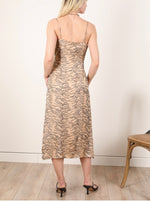 Load image into Gallery viewer, SEE U SOON Beige Animal Print Cami Dress