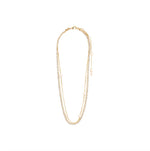 Load image into Gallery viewer, 3 in 1 gold necklace with lobster clasp. Freshwater pearls and crystal chains.