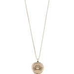 Load image into Gallery viewer, A gold-plated necklace with a double-sided pendant, featuring a crab on one side and a constellation with sparkling crystals on the other, indicative of the Cancer zodiac sign.