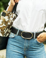 Load image into Gallery viewer, BRAVE Fia Vachetta Leather Belt - Black & Silver