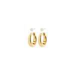 Load image into Gallery viewer, 2-in-1 earring set combining classic freshwater pearl stud earrings with small, chunky huggie hoops in a shiny  gold-plated finish. 
