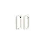 Load image into Gallery viewer, Pair of silver hoop earrings on a white background

