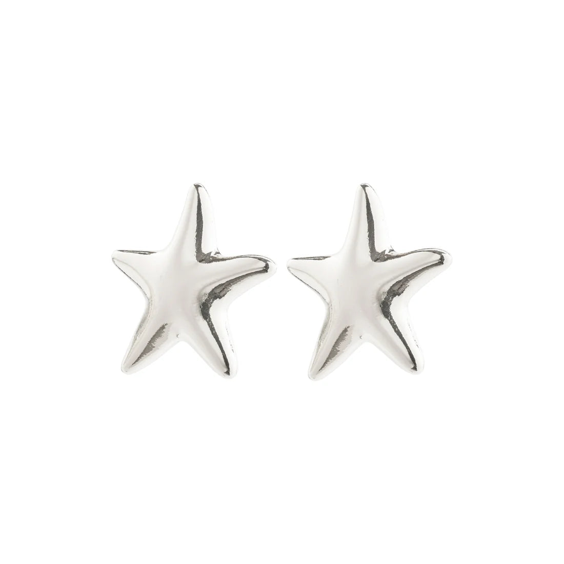 Star-shaped silver stud earrings on a white background