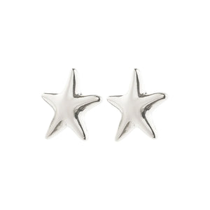 Star-shaped silver stud earrings on a white background