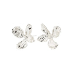 Load image into Gallery viewer, Silver flower stud earrings. 
