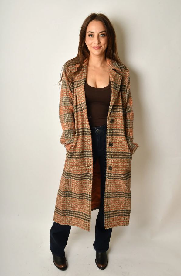 Mystree Mixed Media Long Coat