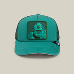 Load image into Gallery viewer, Emerald green trucker hat with gorilla patch
