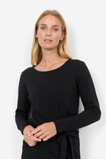 Load image into Gallery viewer, Black long sleeve tee with round neckline
