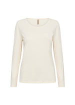 Load image into Gallery viewer, Cream long sleeve t-shirt with round neckline
