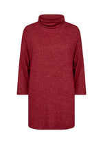 Load image into Gallery viewer, Red turtleneck sweater with 3/4 length sleeve. 
