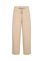Load image into Gallery viewer, Beige straight leg pants with a drawstring on a white background
