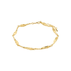 Gold-plated anklet, with elongated links in an organic design inspired by nature's lovely forms, creating a unique, summery look.