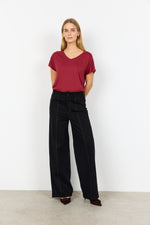 Load image into Gallery viewer, Pants with stylish contrast stitching, a button closure, and a wide-leg design
