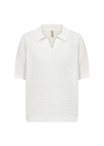 Load image into Gallery viewer, White textured short-sleeve polo on a white background
