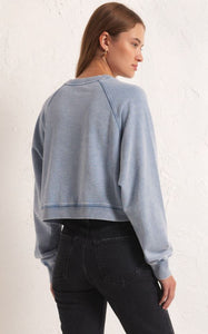 ZSUPPLY Crop Out Knit Denim Sweatshirt