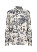 Load image into Gallery viewer, Floral palm tree patterned shirt on a white background
