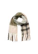 Load image into Gallery viewer, Plaid scarf with fringes on a white background
