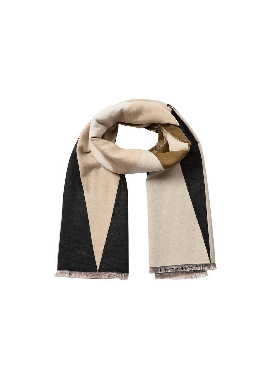 Beige and black scarf on a white background