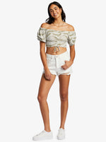 Load image into Gallery viewer, ROXY Flirty Walk Print Ruched Cropped Top
