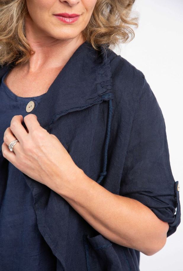 M ITALY Ladies Woven Long Sleeve Cardigan