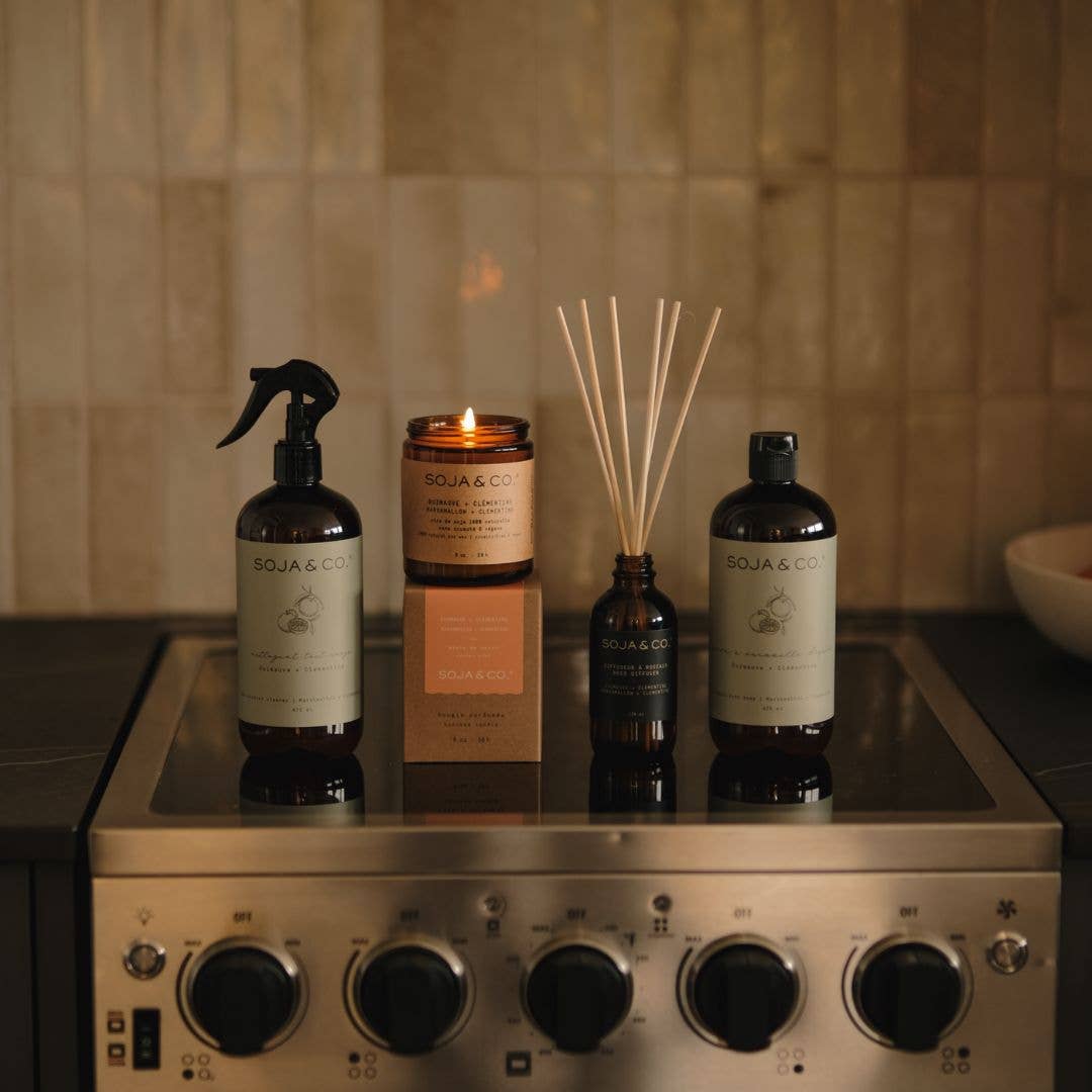 Soy Wax Candle | Marshmallow + Clementine: 8oz - Cotton Wick