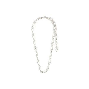 Silver chain necklace on a white background