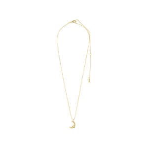  Gold-plated necklace with small half moon symbol. The pendant has a dreamy vibe and an uneven surface that gives the necklace a unique and sweet touch. 