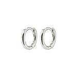 Load image into Gallery viewer, Silver huggie hoop earrings. 
