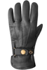 Black leather men's gloves with cinch around cuff