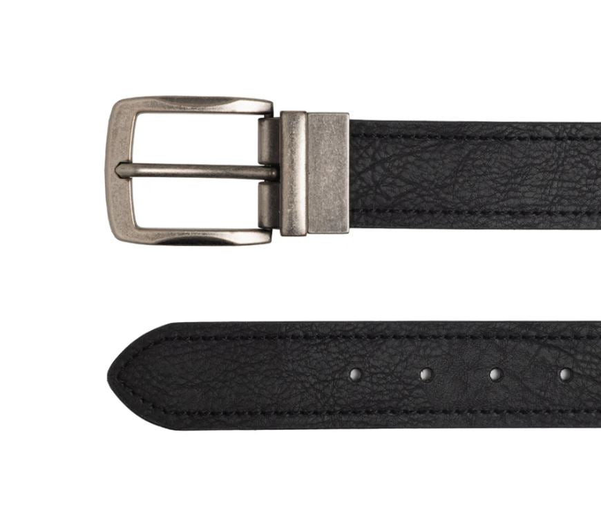 CUSTOM LEATHER Men's 38mm Reversible Black/Dark Brown Belt