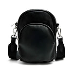 Load image into Gallery viewer, Black vegan leather crossbody bag on a white background
