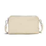 Load image into Gallery viewer, Off white vegan leather crossbody purse with zipper closure. 
