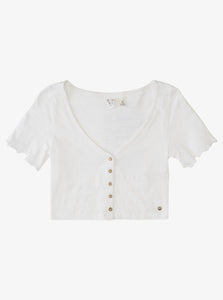 ROXY Uncomplicated Mid Button Crop T-shirt