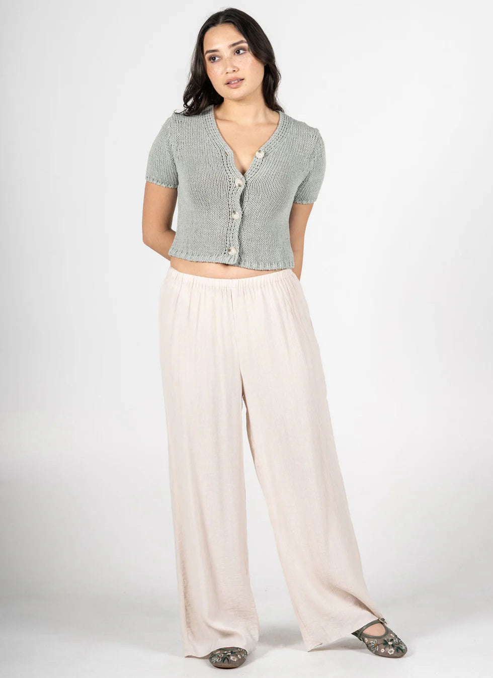 C'EST MOI Crinkle Wide Leg Pants