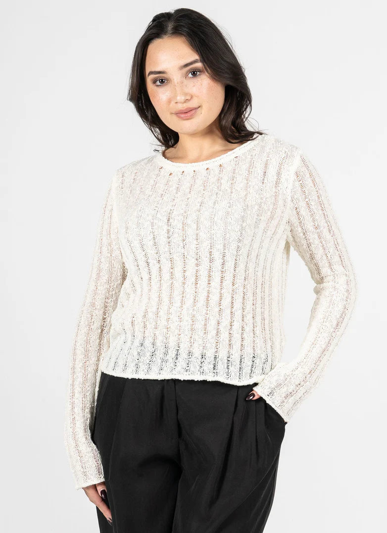 C'EST MOI Long Sleeve Ladder Stitch Top