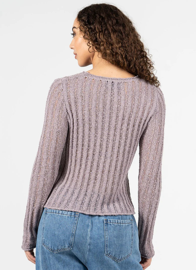 C'EST MOI Long Sleeve Ladder Stitch Top
