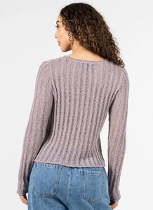 C'EST MOI Long Sleeve Ladder Stitch Top
