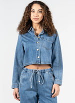 Load image into Gallery viewer, C&#39;EST MOI Crop Denim Shirt
