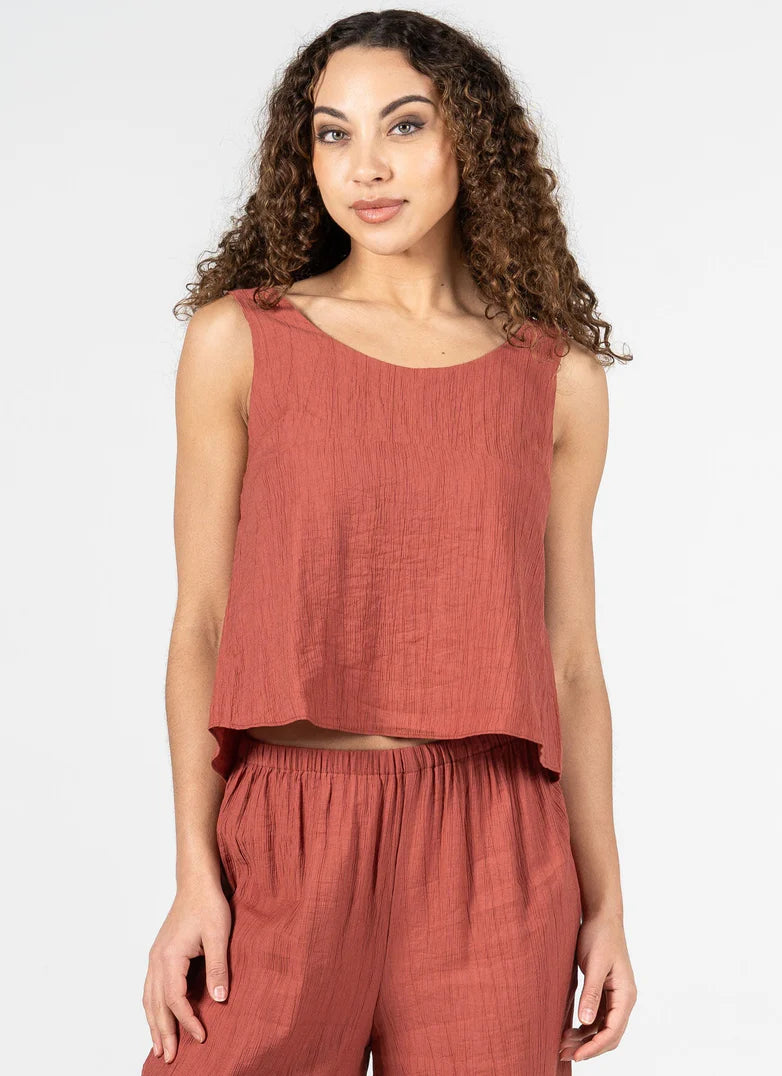C'EST MOI Rayon Blend Tie Back Tank