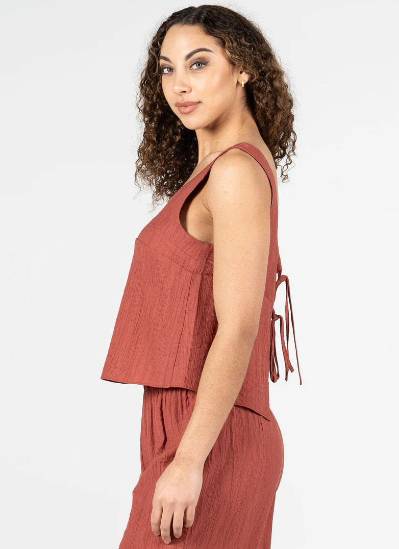 C'EST MOI Rayon Blend Tie Back Tank